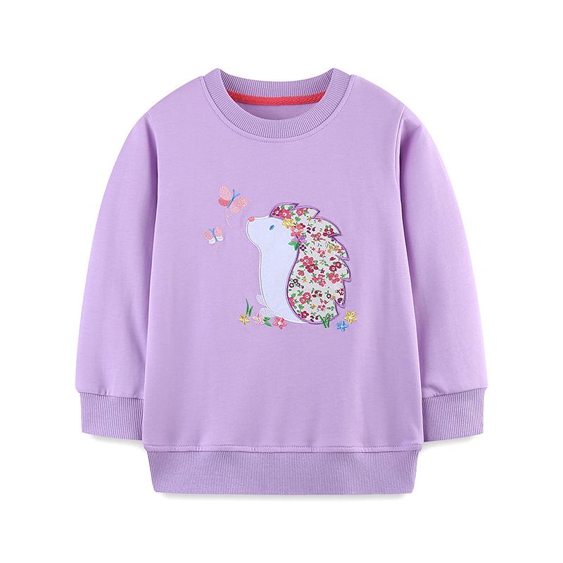 Autumn Kids Cartoon Embroidery Cotton Hoodie - European Style Long Sleeve Sportswear for Girls 2Y
