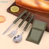 Collapsible Travel Cutlery Set - Foldable Spoon Fork Knife with Storage Pouch, Portable Outdoor Camping Utensils