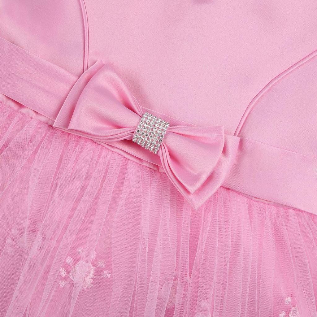 Abito Formale da Matrimonio e Festa per Bambina con Fiocco di Paillettes per Esibizione del 1 Giugno