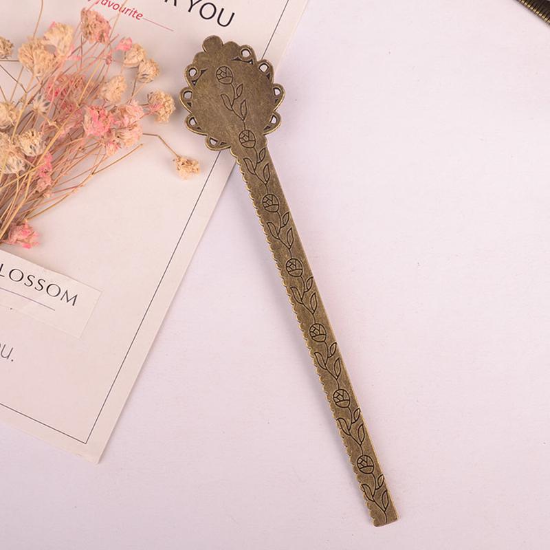 1 Piece Creative Retro Metal Bookmark Ruler Colorful Flower Bookmarks