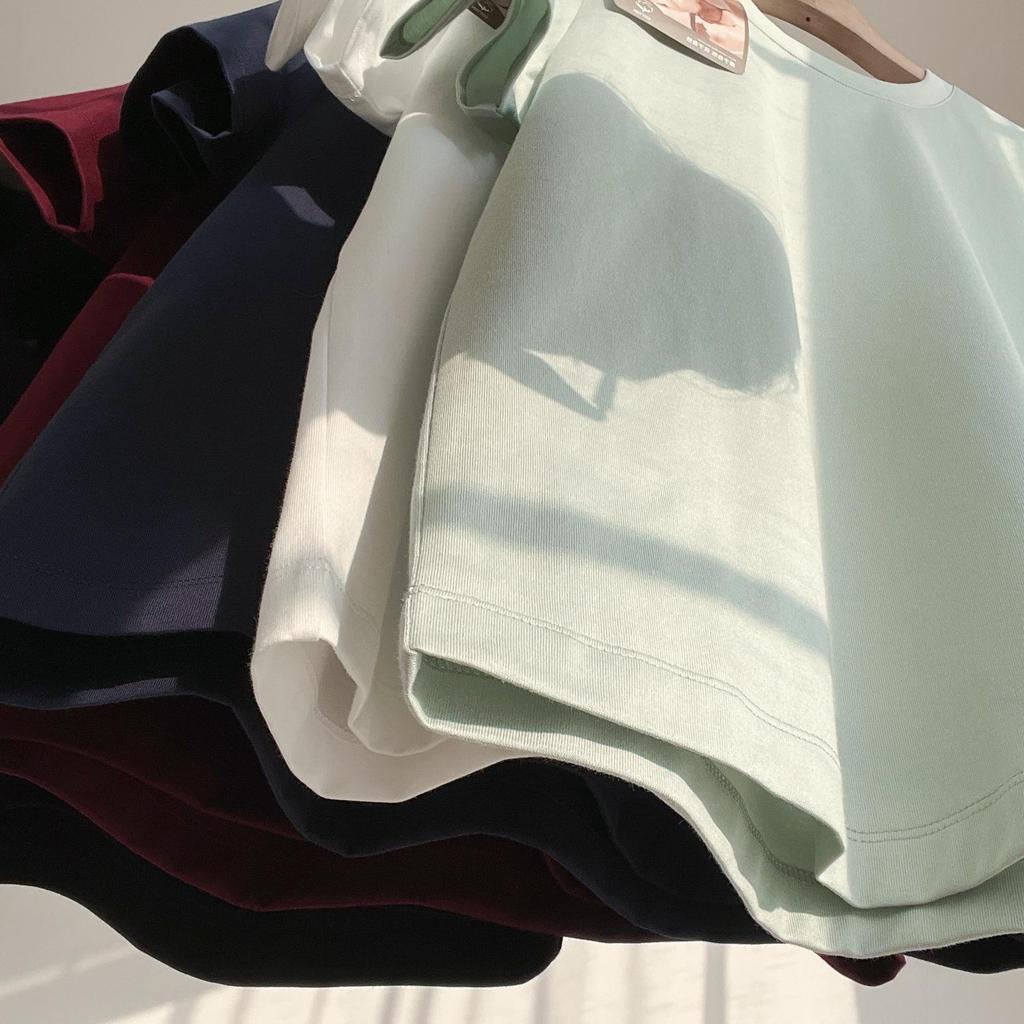 Women's Summer Loose-Fit Short Sleeve Round Neck T-Shirt - High Twist, Long-Staple Cotton, Wrinkle-Resistant.