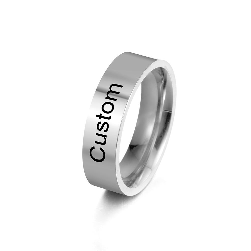 

Lemegeton 6/8mm Simple Custom Name Stainless Steel Rings for Men Women Personalize Engraved Name Text Black Ring Jewelry Gift 7&6MM