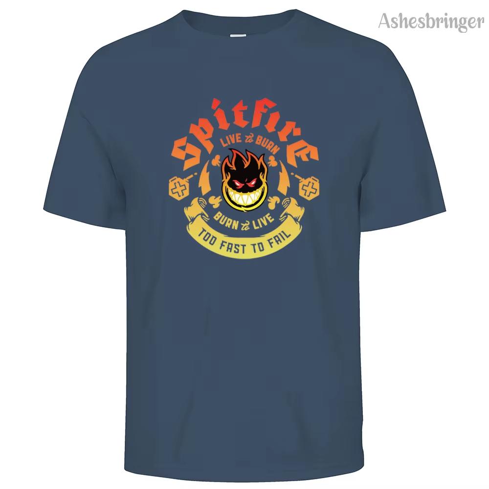 

Men s Cotton Spitfire Graphic Print T-shirt Tees Casual Loose Round Neck Street Style Tops for Men and Women 4XL