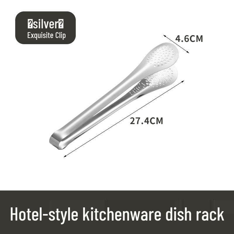 Gold Stainless Steel Buffet Tongs and Plates Set - Perfect for Serving Vegetables, Dinner, and More at Restaurants or Home.