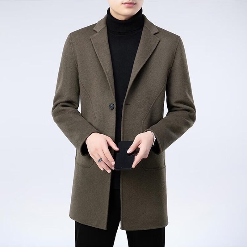 Firstview Men's Mid-Length Double-Faced Wool Lapel Coat