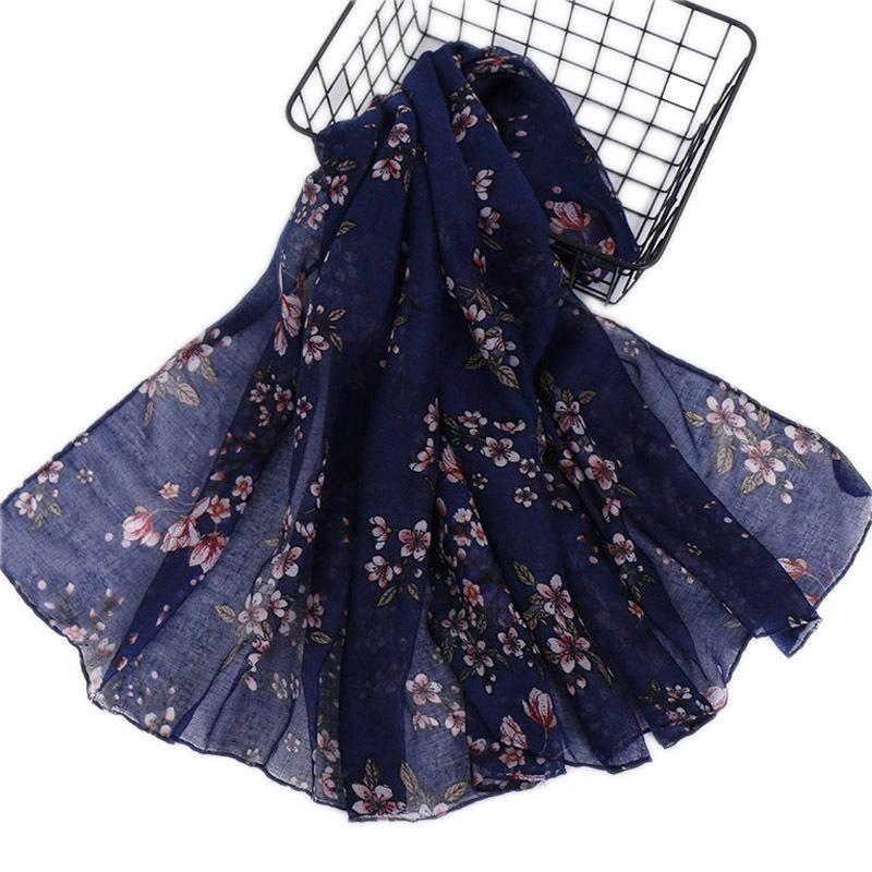Autumn Winter New Voile Warm Scarf For Women Girl Cute Floral Print Scarves Soft Cotton Pashmina Shawl Foulard Wrap Shawls