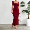 Women's Summer Solid Color Slim Short-sleeved Dress