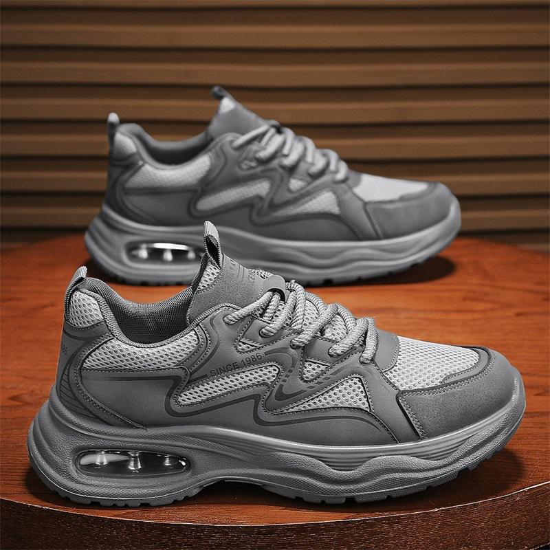 Herbst neue Papa Schuhe Leder mit Netzoberfläche atmungsaktiv dicke Sohle höhenverstellbar Sportschuhe Laufschuhe niedrig