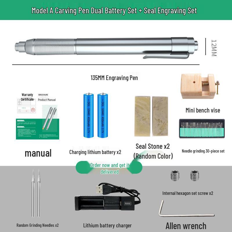 Rechargeable Electric Engraving Pen for Metal, Jade, and Nut Micro-Carving, Marking, and Seal Cutting.