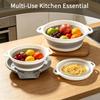 Collapsible Colanders Set of 4 - Food Strainers with Oversized Over Sink Draining Tray,Space Saving Foldable Kitchen Strainer Basket for Washing