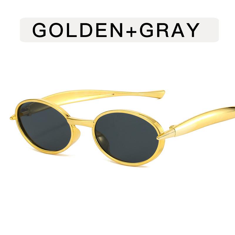 New Oval Sunglasses For Women Men Trendy Metal Frame Sun Glasses Classic Shades Uv400 Small Oval Black Sunglasses