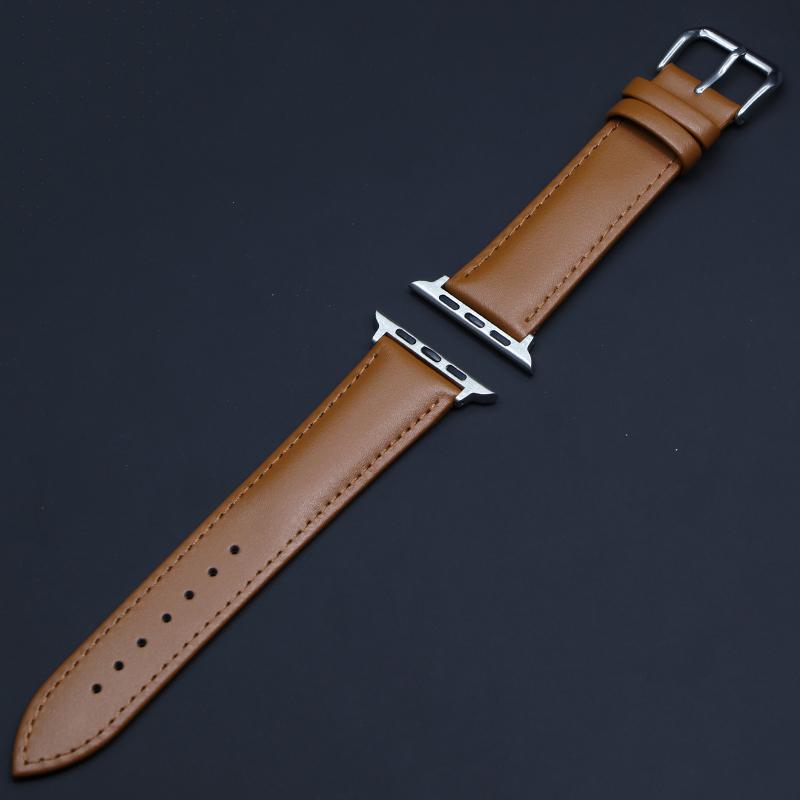 Brown Leather Band Loop Strap For Apple Watch 4 3 2 1 38mm 40mm , Men Leather Watch Band for Iwatch 5 44mm 42mm Bracelet