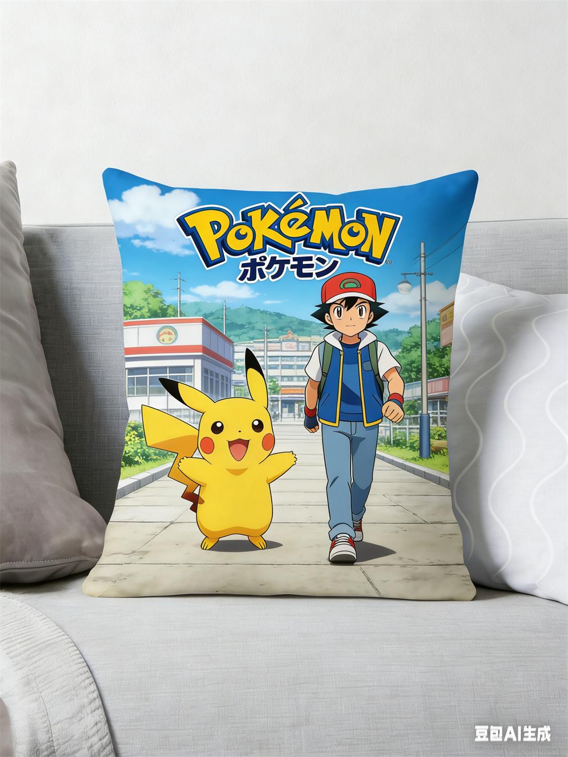 Pokémon Pillow Fan Favorite Pikachu Bulbasaur Print Decorative Pillow for Fans Cute Anime Home Decor and Collectible Style 45x45cm