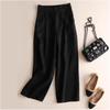 Women's Summer Wide-leg Pant Loose Cotton and Line Casual Pants