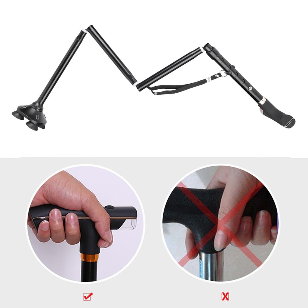 Thicken Aluminum Alloy Outdoor Adjustable Folding Cane Elderly Walking Sticks Gift with Light