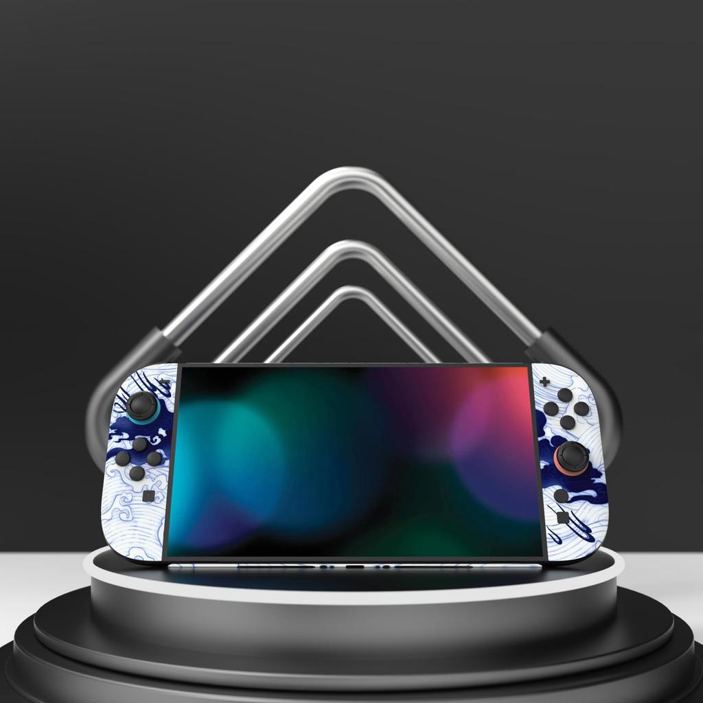 PlayVital Nintendo Switch 2 Console and Protective Sticker Set with Customizable Vinyl Dock Grip Stickers and White Porcelain (2025) Joy-Con (2 Sets)