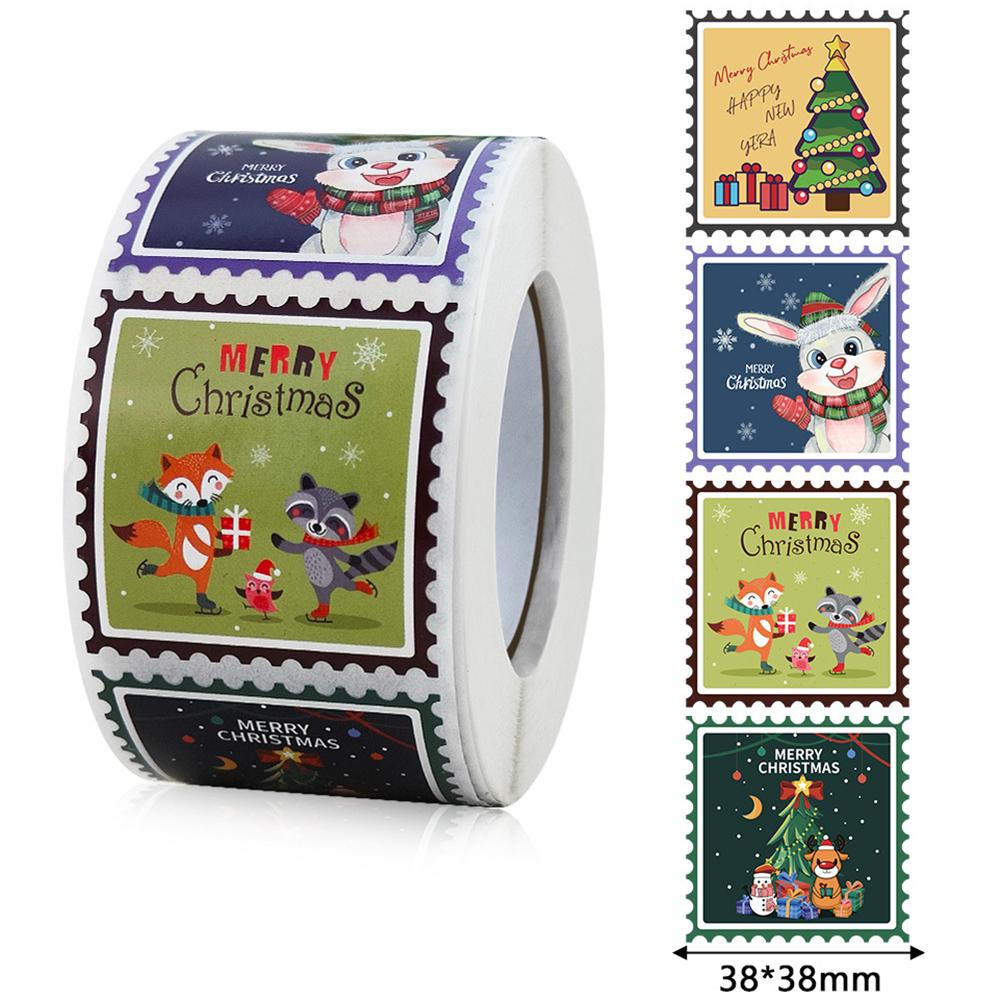 50-500Pcs High-Quality Merry High-Quality Christmas High-Quality Stickers High-Quality 3.8Cm High-Quality Square High-Quality Christmas High-Quality
