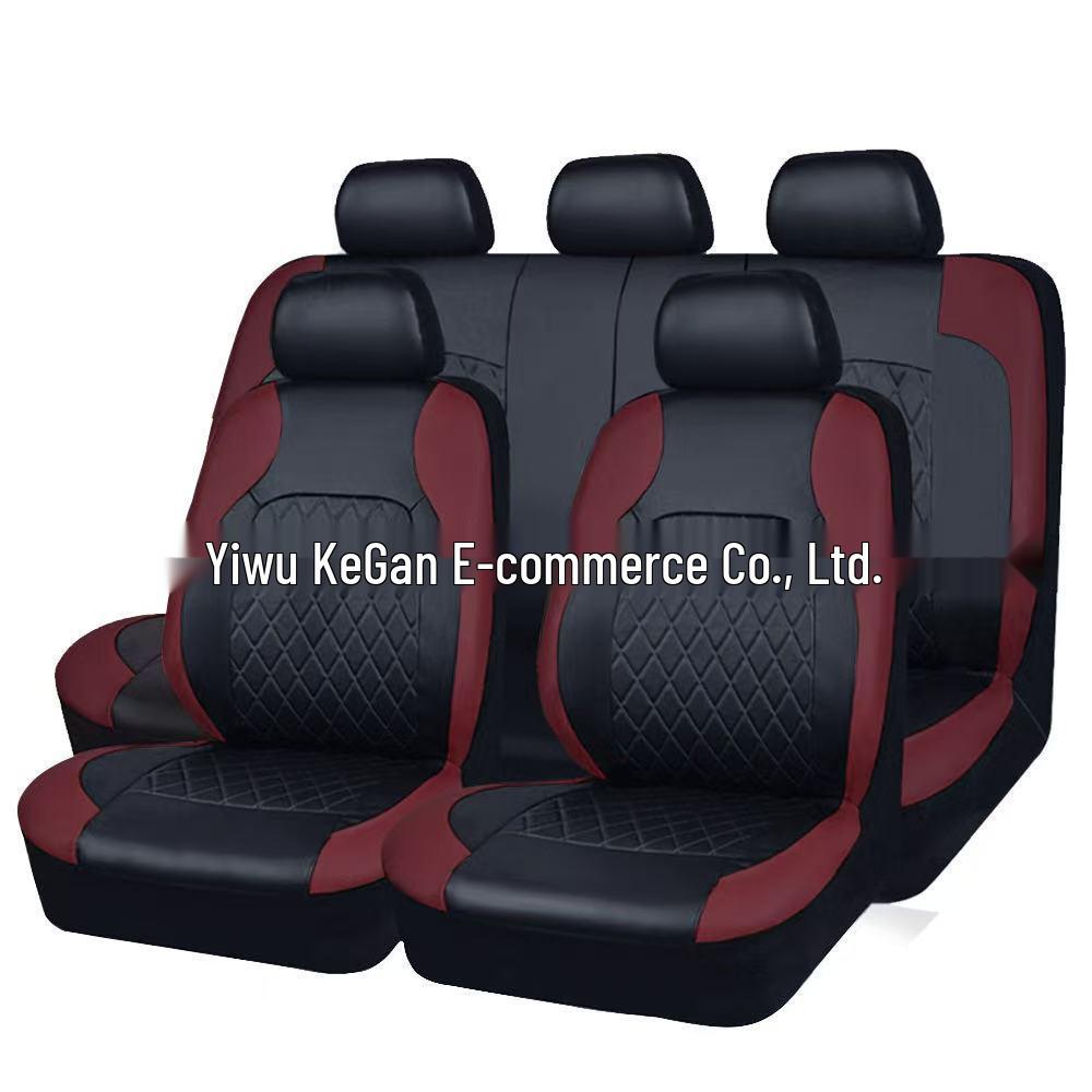 

Cross-Border Automotive Seat Cover, Quilted Diamond Pattern, PU Leather, Faux Leather, Euro-American Style 9-piece set (Full 5-seater)