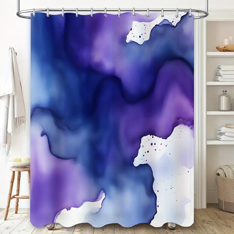 Purple Watercolor Print Shower Curtain Modern Bathroom Decor With Draped Waves Design 72 X 84 Inches / 180Cm By Wandadesigns