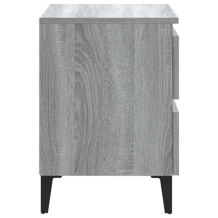 Table de chevet - Maison Exclusive - Pieds en métal - Sonoma gris - 2 tiroirs