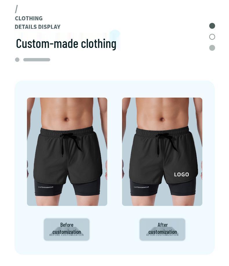 Men's Quick-Dry Swim Trunks: Running, Training, Beach, Double-Layer Anti-Embarrassment, Suitable for European and American Styles.