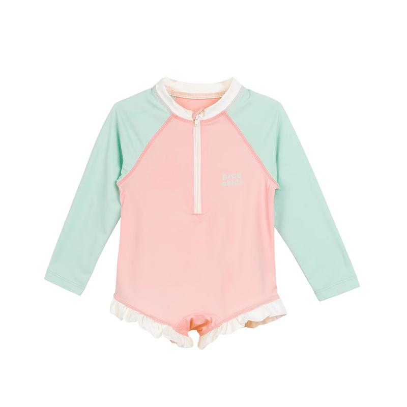 LUSON Baby Girls Long-Sleeve UPF50 Quick-Dry One-Piece Swimsuit 120 абрикосовый