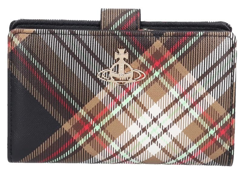 Vivienne Westwood Bifold Wallet Derby Zip Card Wallet 51080028U S001K D101 Tartan Brown/Black [Used]