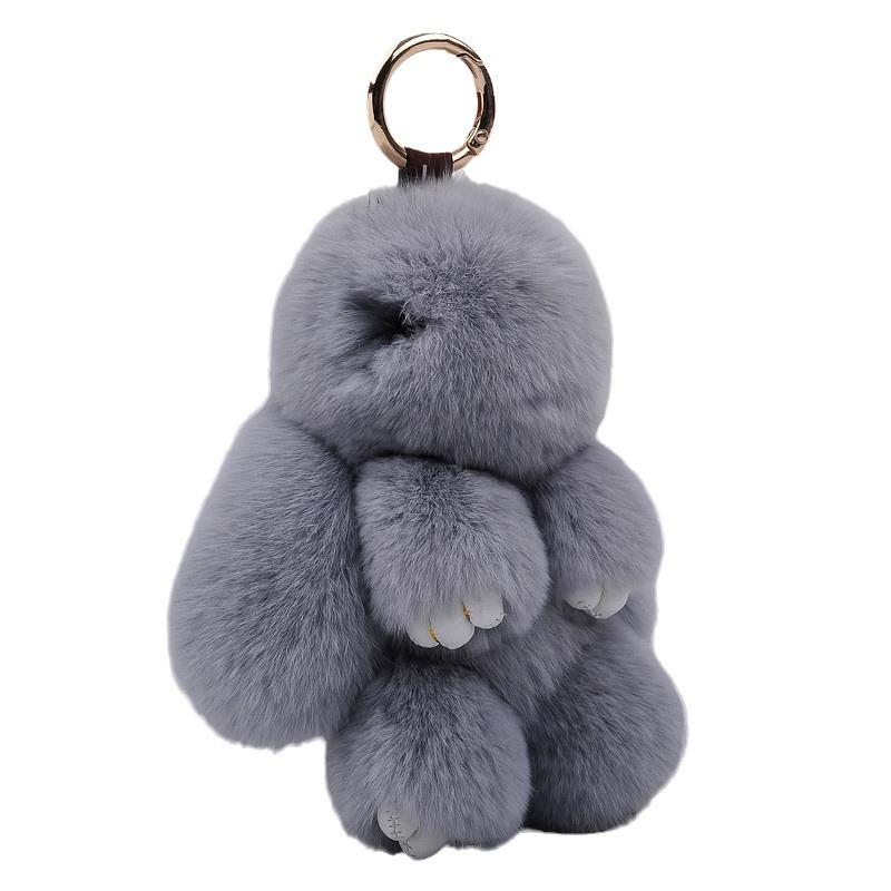 Breloc Pompom din Blană de Iepure Rex - Pandantiv Iepure Pluș Drăguț și Charm pentru Geantă