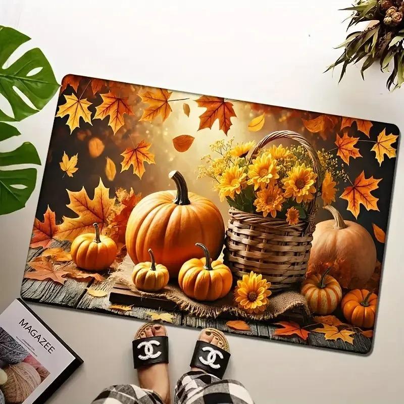 Vintage Maple Pattern Printed Door Mat Rug for Entrance Hall Autumn Carpets for Bedroom Bathroom Entryway Rug Home Decoration