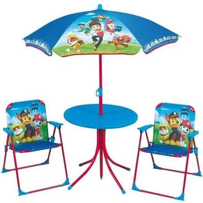 Fun House Pat Patrouille Garden Furniture Consisting of a Table, 2 Folding Chairs and a Parasol for Children