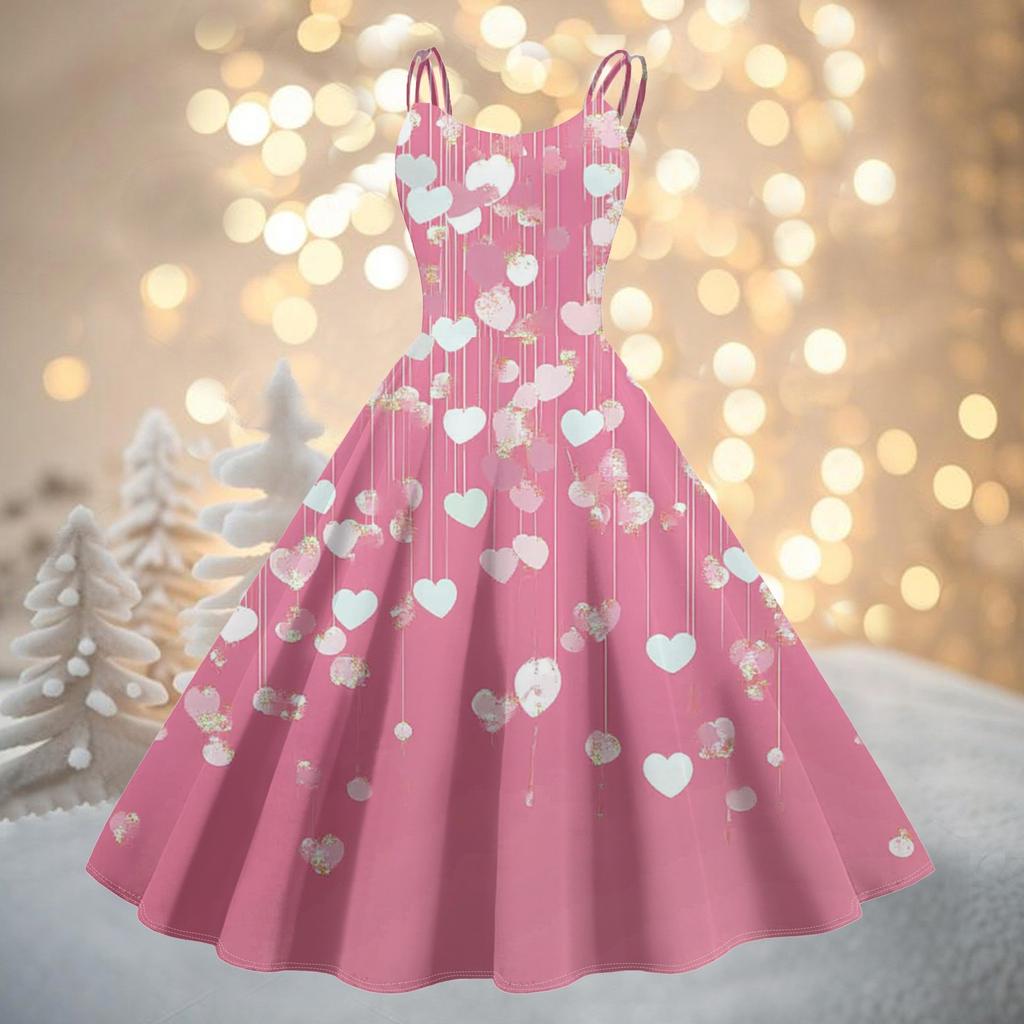 Moda Femei Valentine's Day Imprimat Sexy San bretele Gotic Rochie Cocktail Punk, Vintage Rochie.