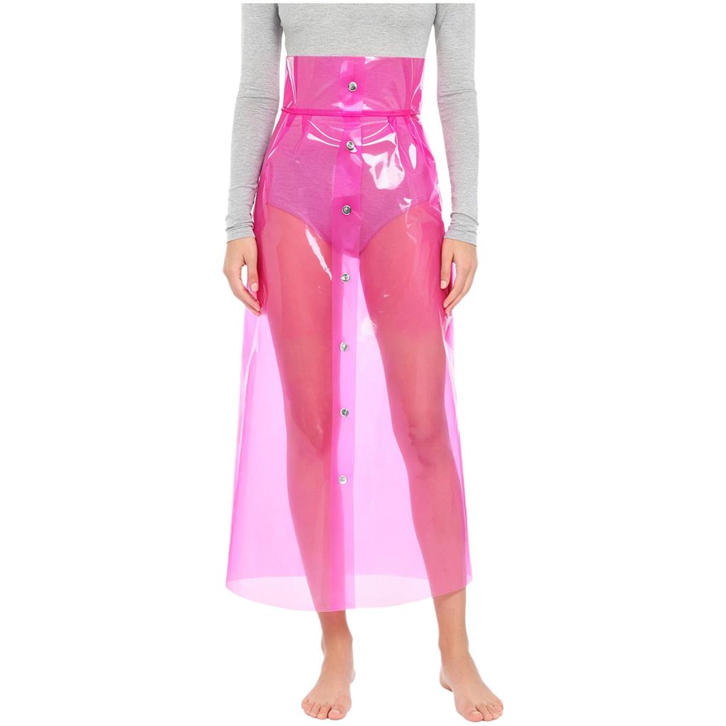 Gonna Trasparente da Donna in PVC Vita Alta Chiusura con Bottoni Bodycon Tubolare Midi Gonna Copricostume Rave Cosplay
