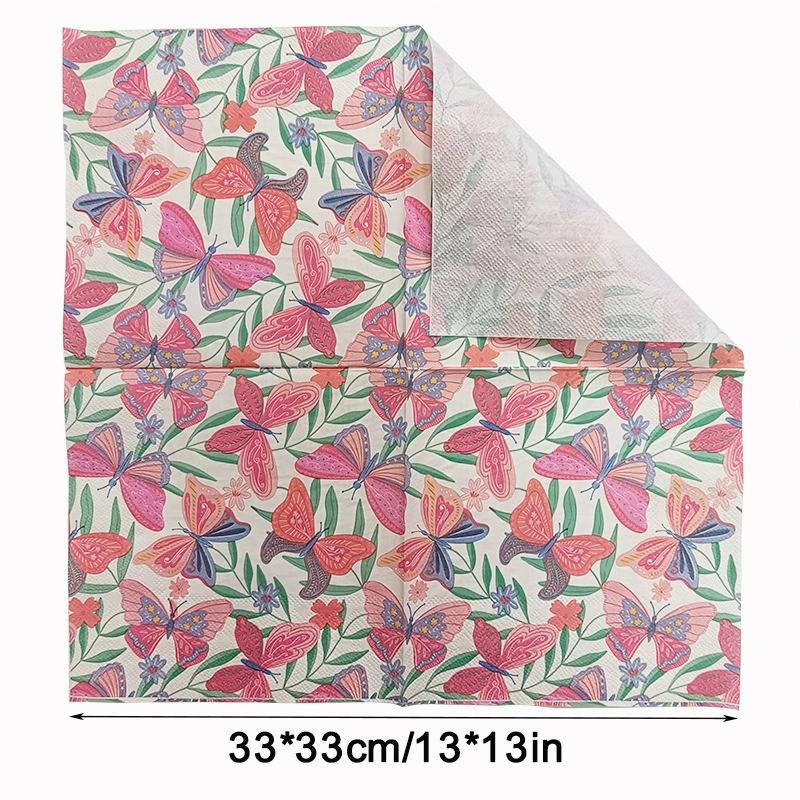 20Pcs Butterfly Printed Paper Napkins, Disposable 2 Layer Paper Napkins for Party Hotel Dinner Table DIY Decor