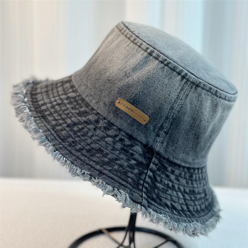 

Весенняя новинка, постепенные изменения, необработанный край, вымытая джинсовая панама, женская шляпа для отдыха, солнцезащитный козырек, женская панама ONE SIZE