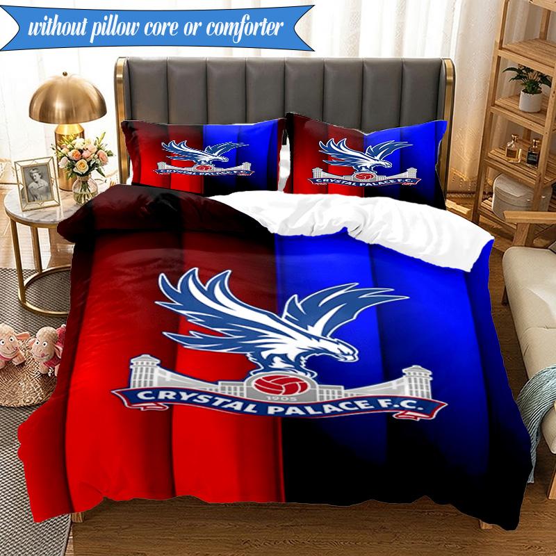 3PCS Crystal Fc Crest Printed Soft Bedding Set,Including 1pc Duvet Cover And 2pcs Pillowcases Perfect for Bedroom, Dormitory, Fan gift