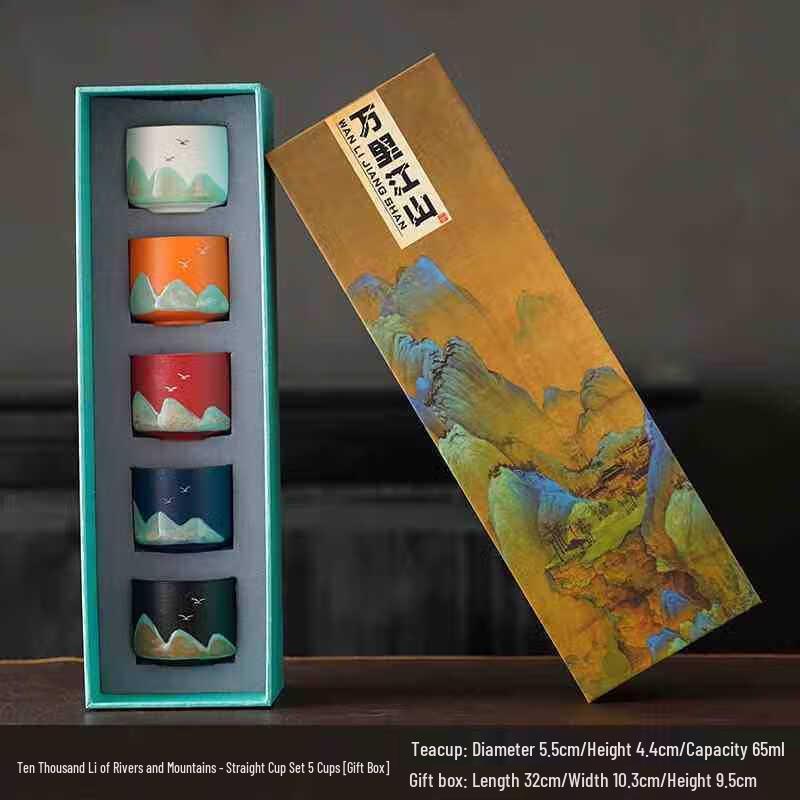 Ailan Huijia Thousands of Miles of Rivers & Mountains Ceramic Teacup Gift Set