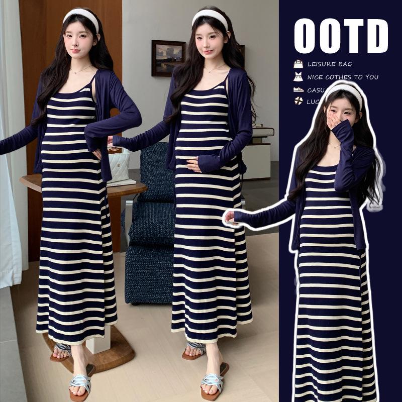 2026 Spring/Summer Loose Sun Protection Striped Knit Cardigan & Skirt Set XL