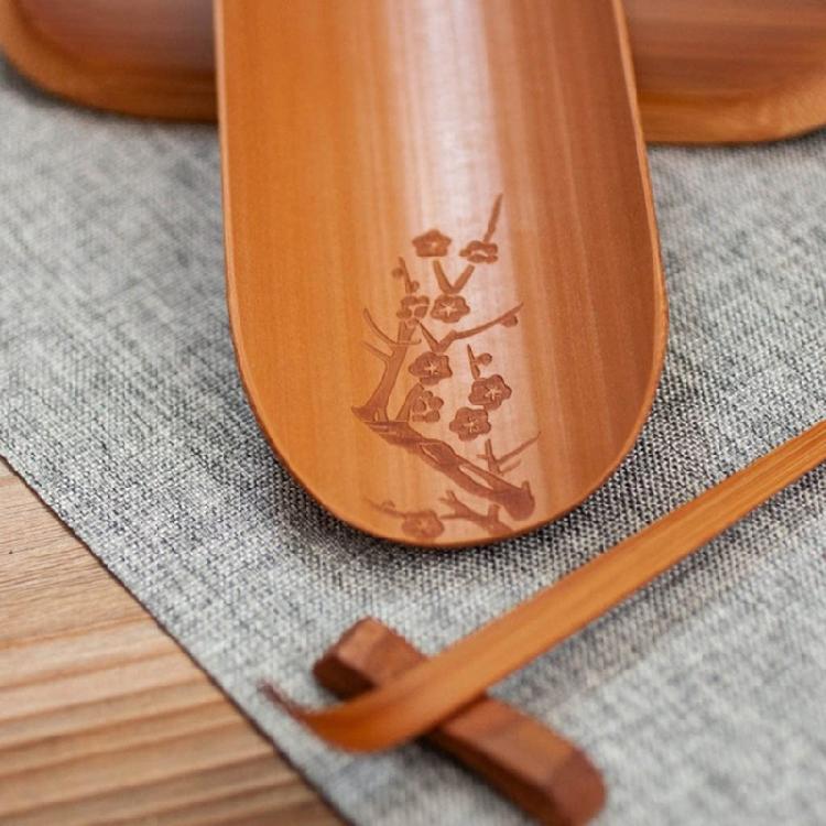 3Pcs Bamboos Teas Utensils Collection Feature Flower Engraving Smooth Craftsmanship For Safe Handling And Pleased Teas Experiences