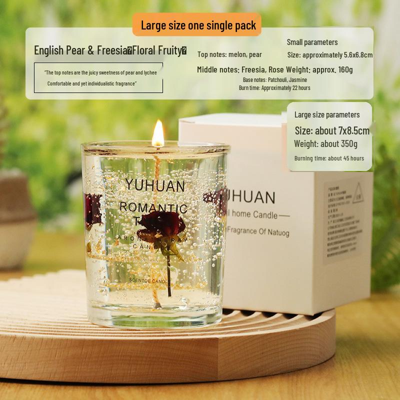 Real Flower Gold Foil Scented Soy Wax Candle - Aromatherapy Essential Oil in Glass with Floral Art Fragrance.