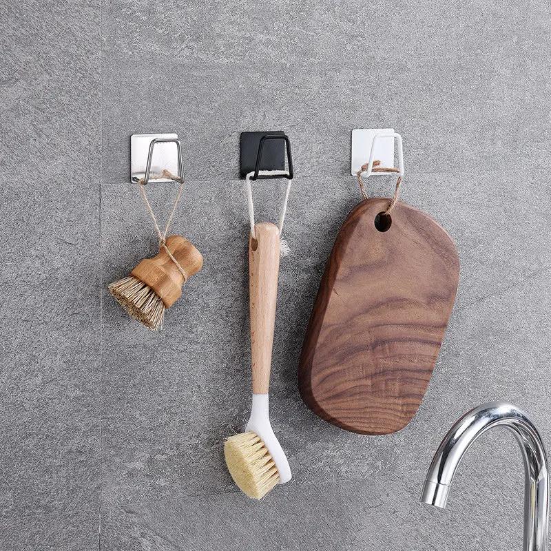 Kitchen Stainless Steel Sink Sponges Holder Self Adhesive Drain Drying Rack Kitchen Wall Hooks Accessories Storage Organizer