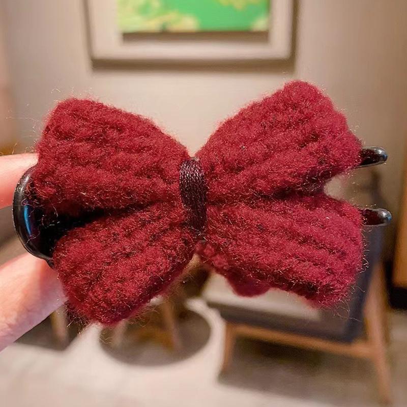 1 Stück Zopfklammer Acryl Wolle Gestrickte Schleife Haarkralle für Damen Fleischbällchen-Kopf Fixierendes Haarstyling-Werkzeug Haaraccessoires