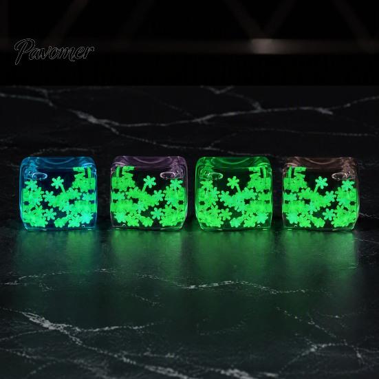 Luminous Cube Sensory Toy Ice Stress Relief Toy, Glow-in-the-Dark Snowflake Filled Cube, Clear Adults and Kids