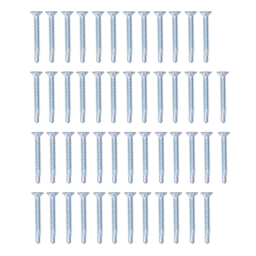 50Pcs Self Drilling Screw Cross Zinc Plated Carbon Steel Fastener Hardware 4.8x38mm Flat Head