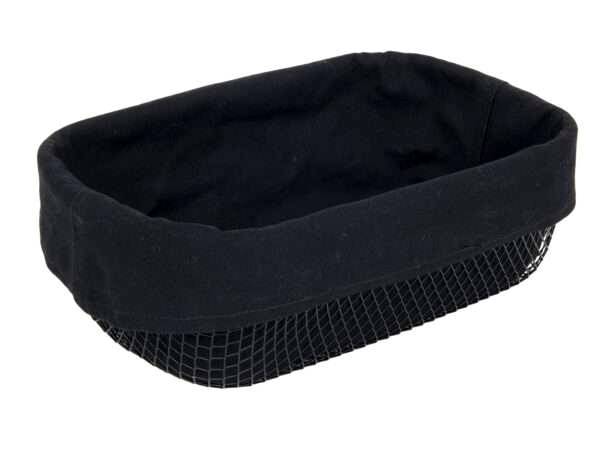 BLACK METAL BREAD BASKET + FABRIC INSERT 28x18x9.5 cm