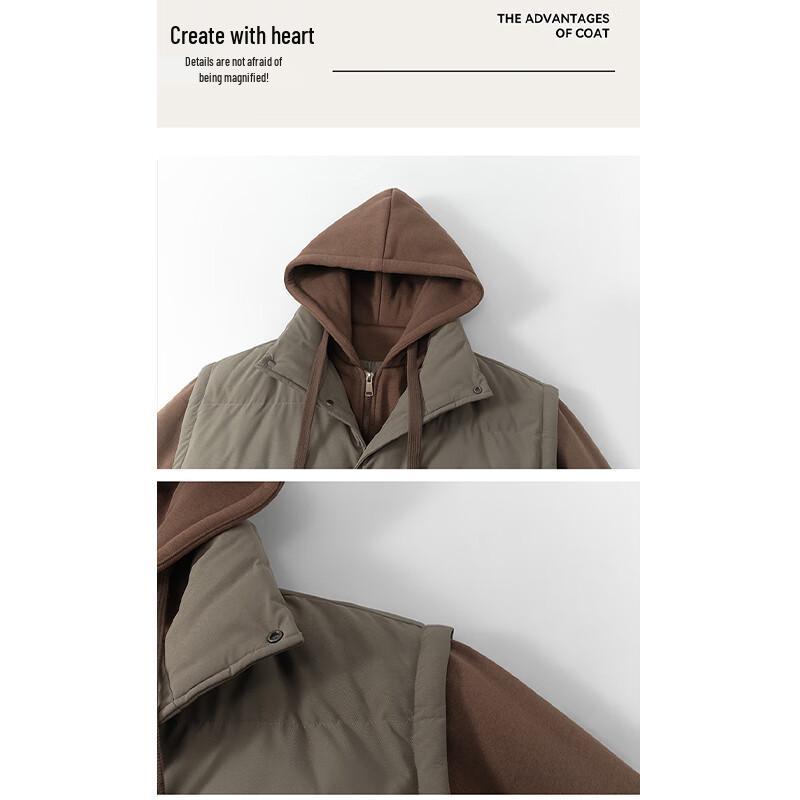 Snoopy Men's Thickened Hooded Faux Two-Piece Winter Jacket