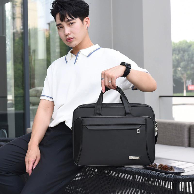 Men Waterproof Business Briefcase, Large Capacity Laptop Handbag, Portable Office Computer Bag with Adjustable Shoulder Strap