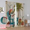 2 Stück, 2D-Flachdruck Druckvorhänge Strandstuhl Schneemann 100% Polyester (ohne Stange) Festlicher Gebrauch für Schlafzimmer, Wohnzimmer,