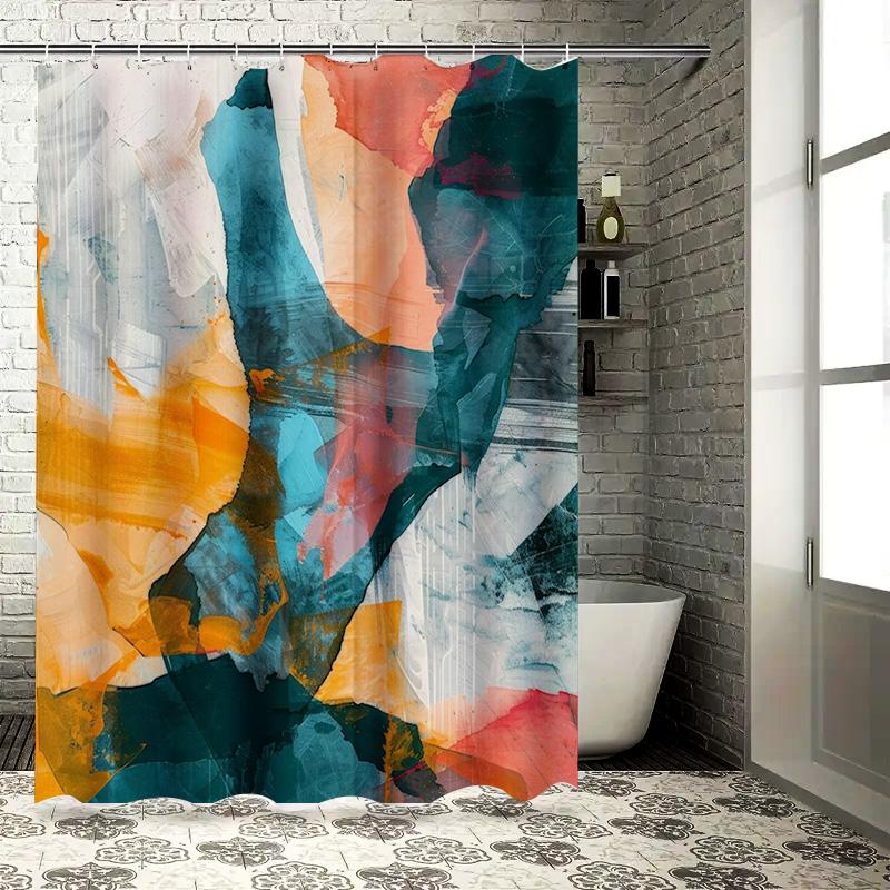 

Modern Bath Shower Curtain Waterproof Polyester Print Decorative Hanging Door Cover Abstract Artwork Watercolor Palette Colors O W60H190(CM)-1 Pcs
