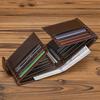 Genuine Leather Wallet, Snap-On Four-Fold Short Wallet, Men'S Short Wallet, Multi-Card Compartment, Multifunctional Two-Fold Wallet