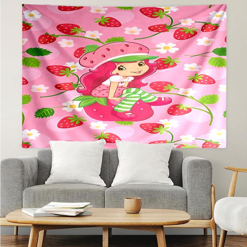 Straw-berry Sweet Moment Quick-Dry Tapestry Hanging for Bedroom,Livingroom, Playroom,Decor Art Room Wall Tapestry Holiday and Birthday Gifts